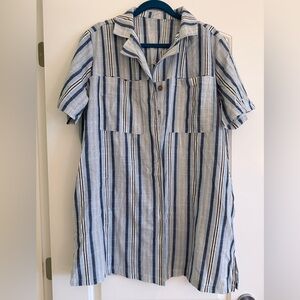 CUPSHE Striped Blue and White Short Sleeve Dress size XL